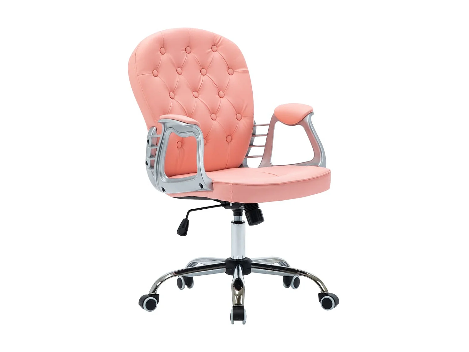 Silla de oficina giratoria de cuero sintético rosa ES83641