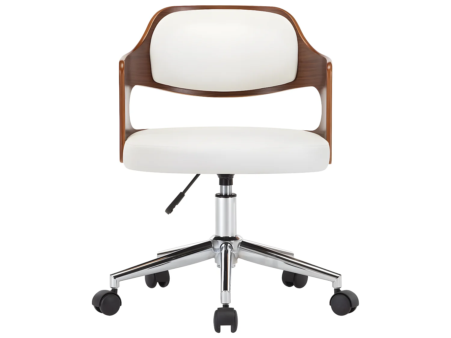 Chaise pivotante de bureau Blanc Bois courbé et similicuir SEF20017