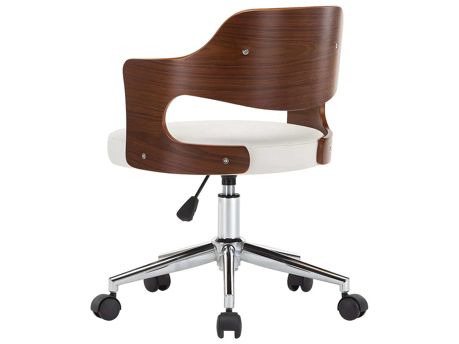 Chaise pivotante de bureau Blanc Bois courbé et similicuir SEF20017