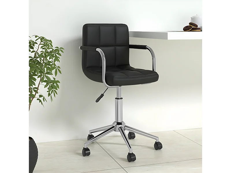 Silla de oficina giratoria de cuero sintético negro ES93277