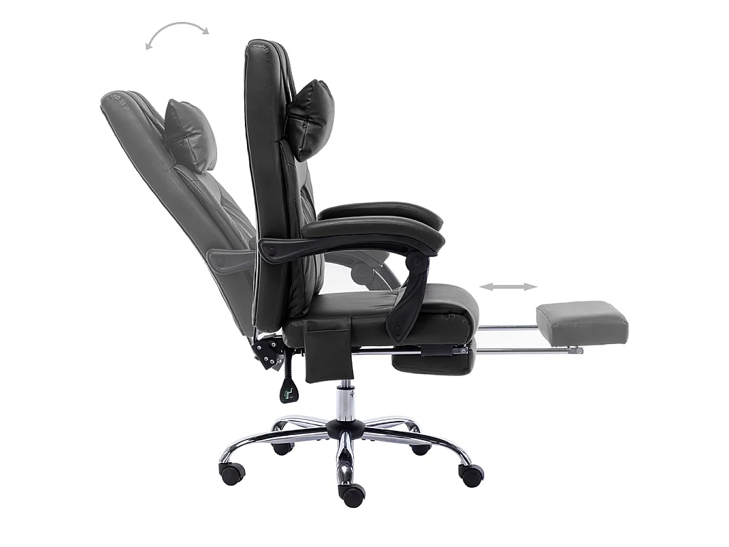 Silla de oficina de masaje de cuero sintético negra ES74043