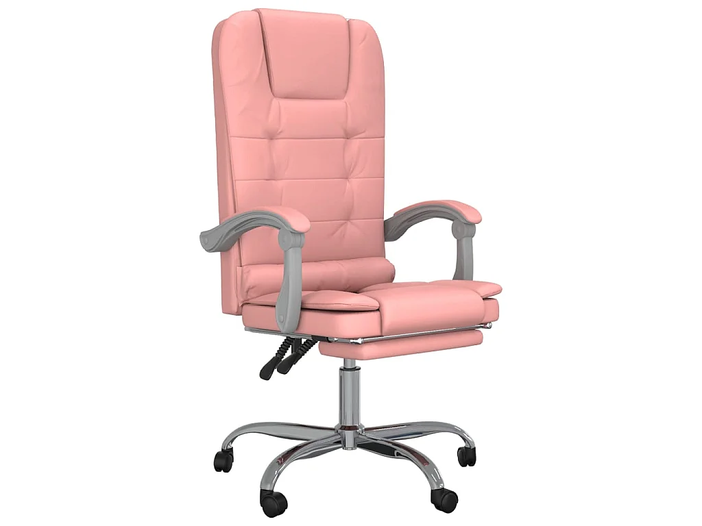 Silla de oficina reclinable masaje cuero sintético rosa ES12526