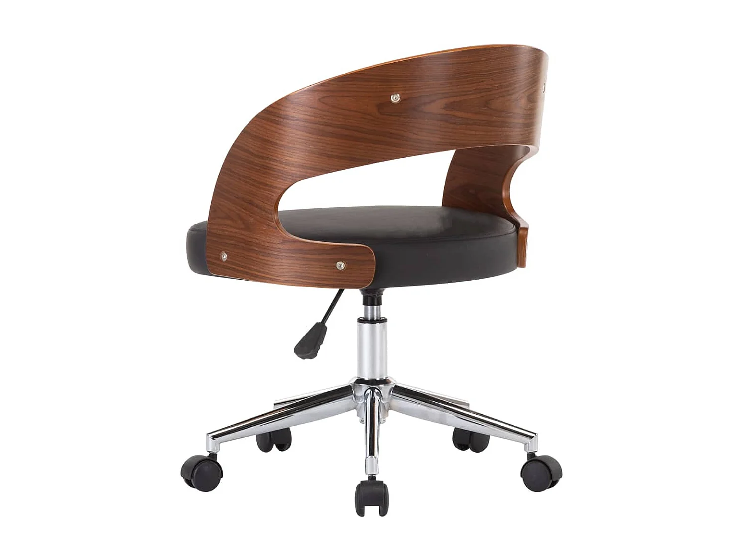 Chaise pivotante de bureau Noir Bois courbé et similicuir SEF71864