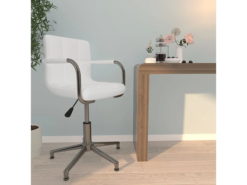 Silla de oficina giratoria de cuero sintético blanco ES20978