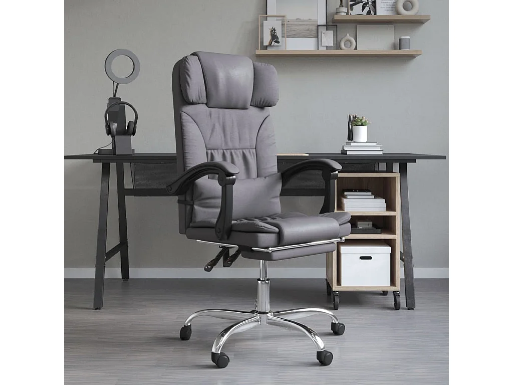 Chaise de massage inclinable de bureau Gris Similicuir -ASAF68292