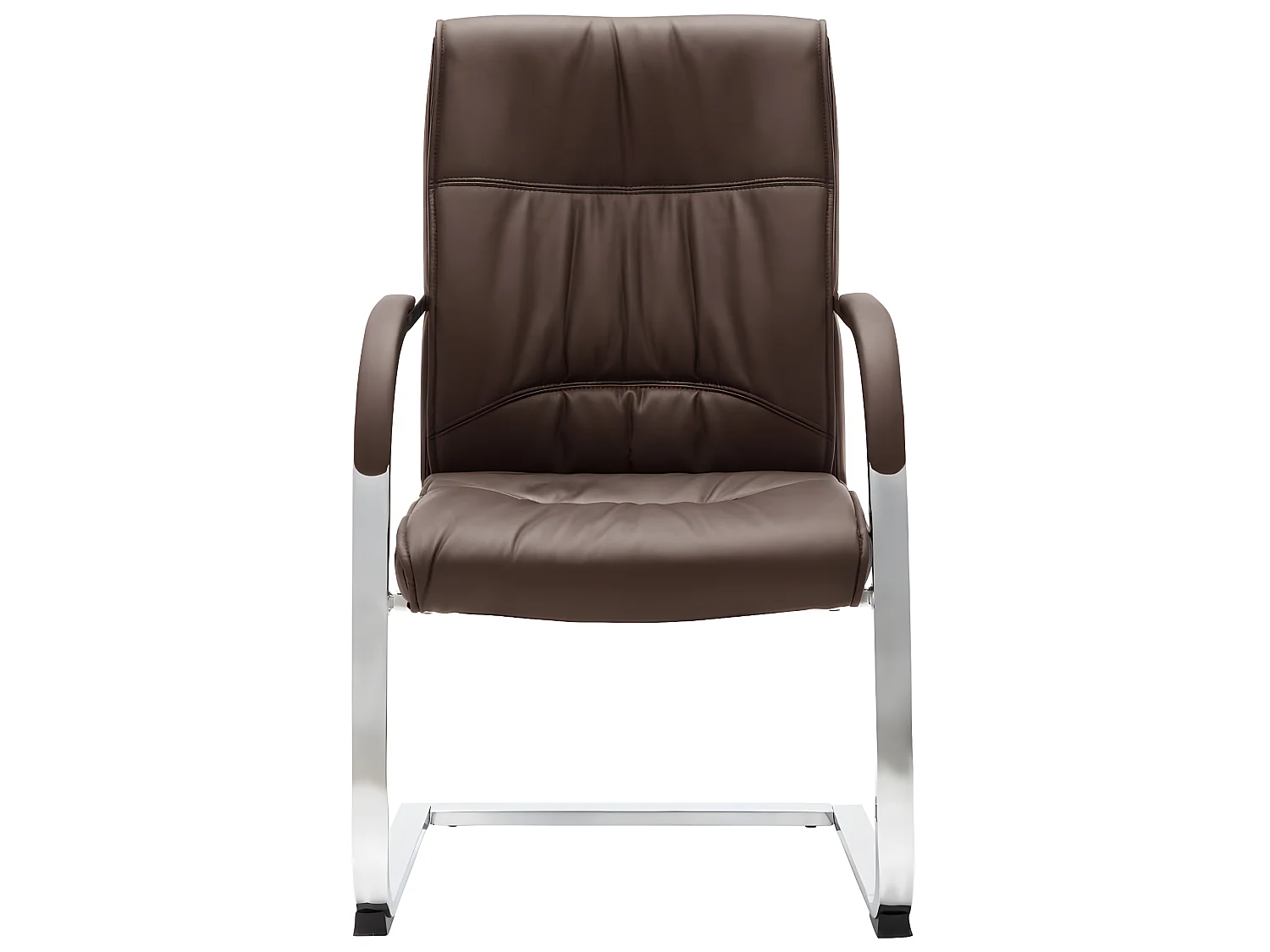 Silla de oficina voladiza de cuero sintético marrón ES83615