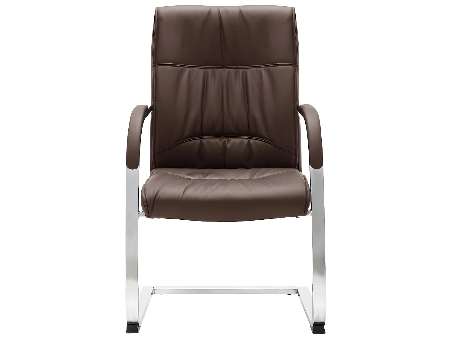 Silla de oficina voladiza de cuero sintético marrón ES83615