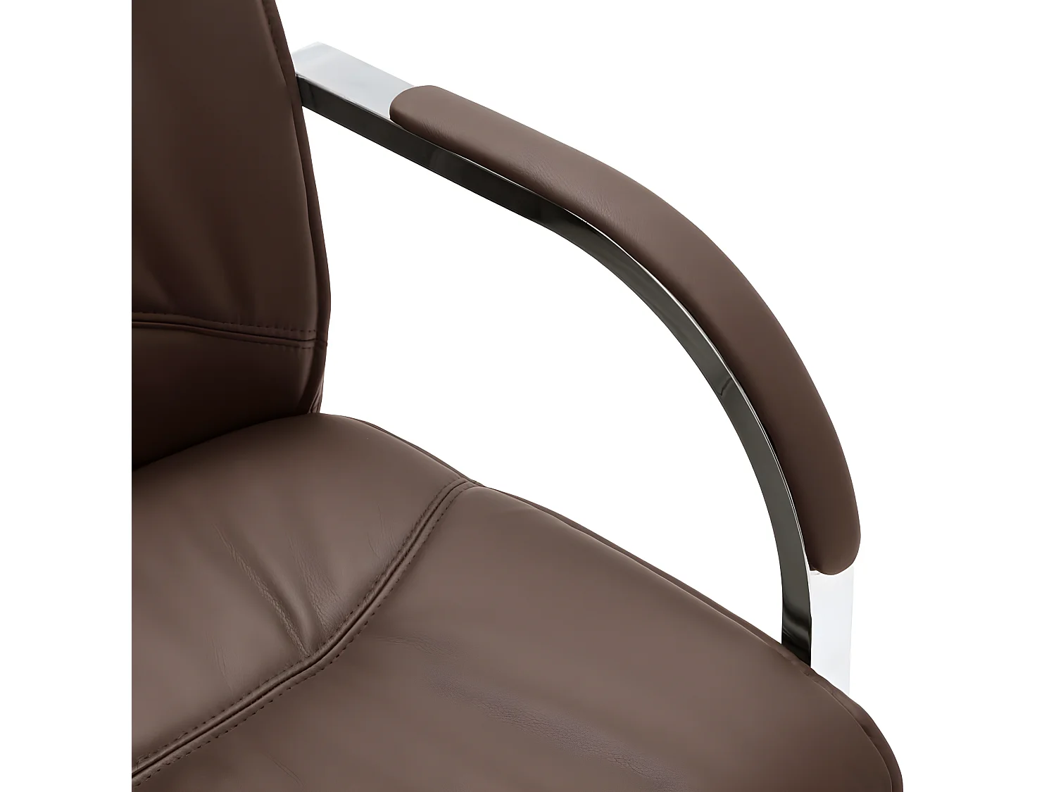 Silla de oficina voladiza de cuero sintético marrón ES83615