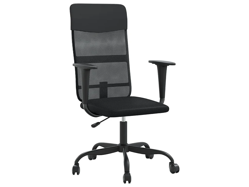 Silla de oficina altura ajustable tela malla y cuero PE negro ES90064
