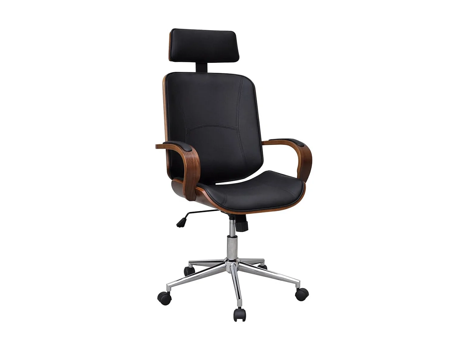 Chaise de bureau avec appuie-tête Bois cintré Similicuir SEF31819