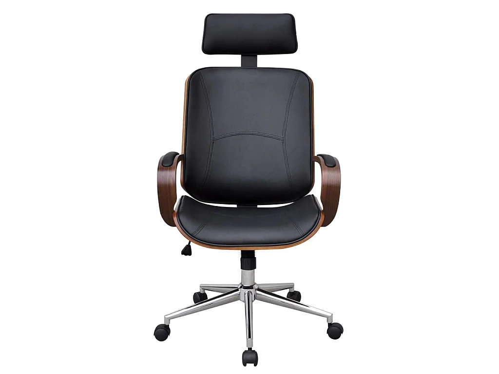 Chaise de bureau avec appuie-tête Bois cintré Similicuir SEF31819