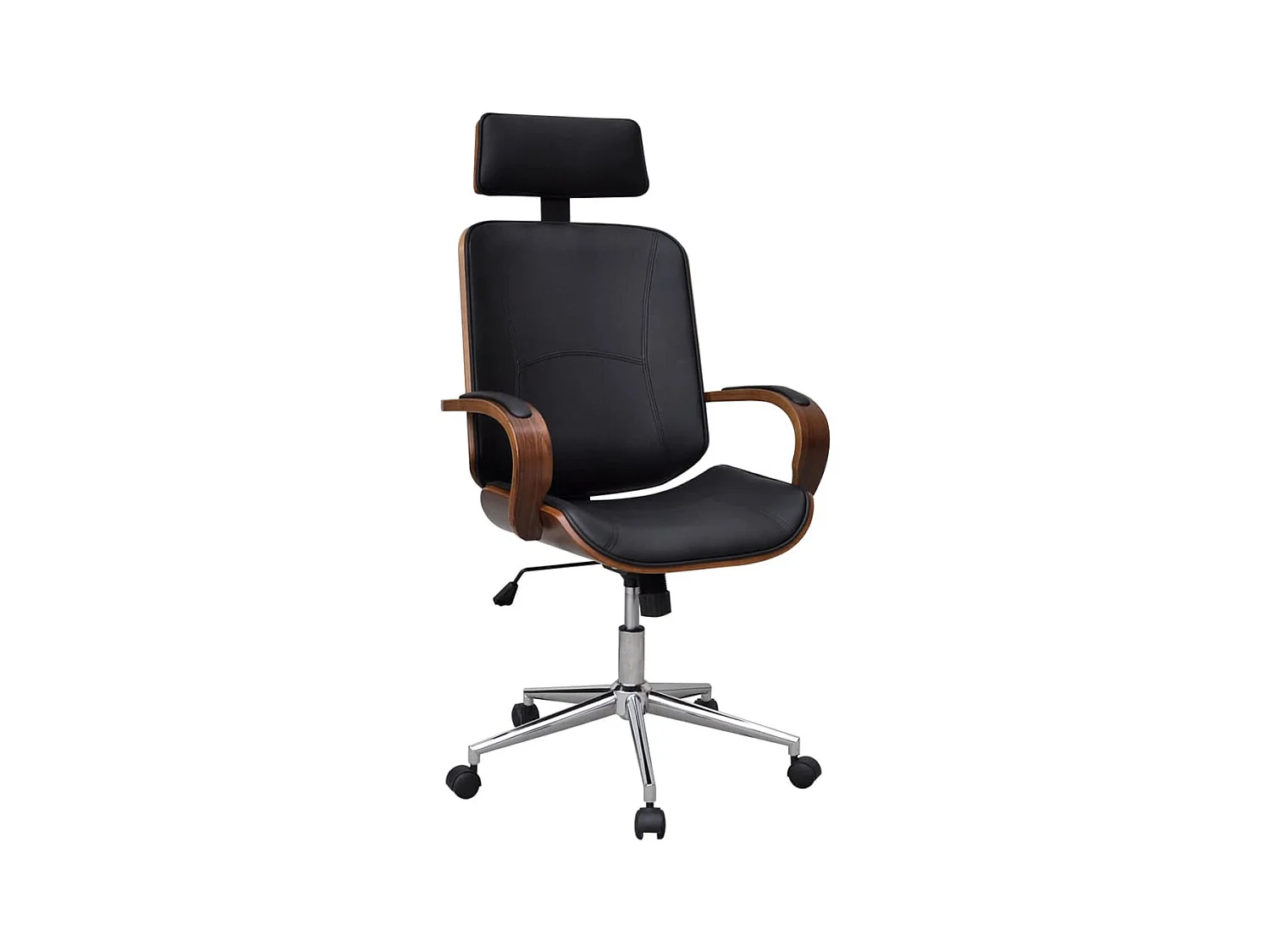 Silla de oficina giratoria madera curvada y cuero artificial ES91802