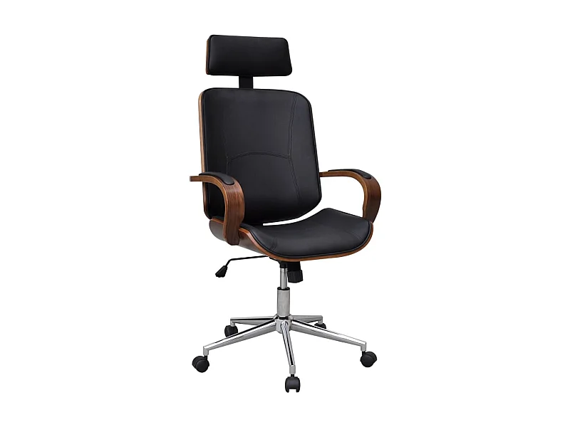 Silla de oficina giratoria madera curvada y cuero artificial ES91802