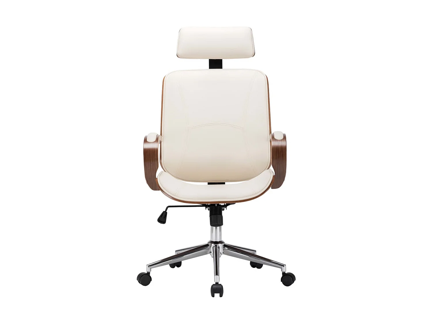 Chaise de bureau avec appuie-tête Crème Similicuir et bois SEF44150