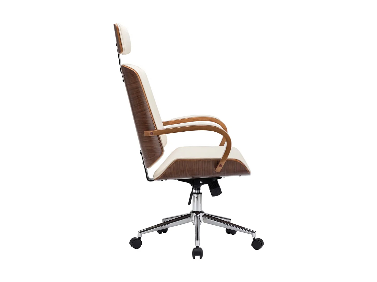 Chaise de bureau avec appuie-tête Crème Similicuir et bois SEF44150