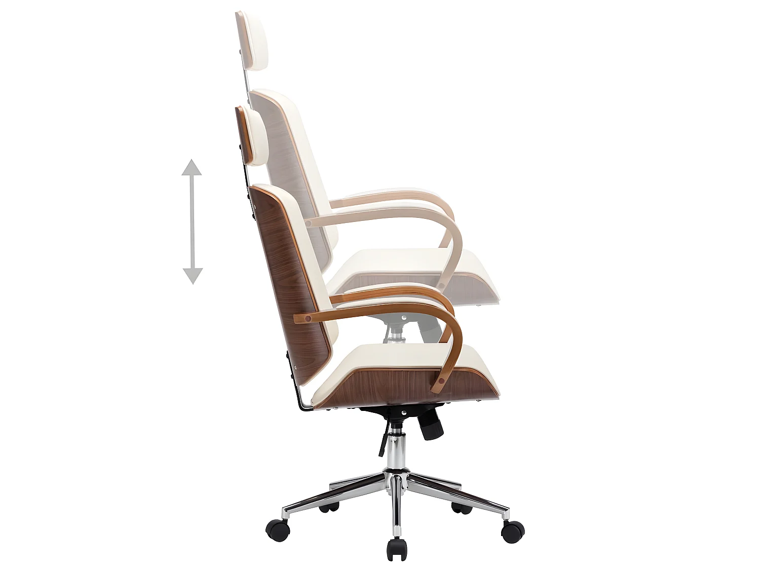 Chaise de bureau avec appuie-tête Crème Similicuir et bois SEF44150