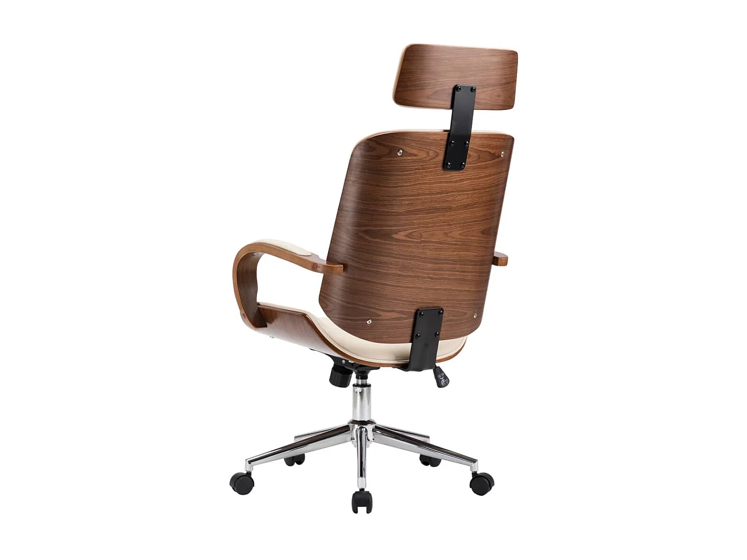 Chaise de bureau avec appuie-tête Crème Similicuir et bois SEF44150