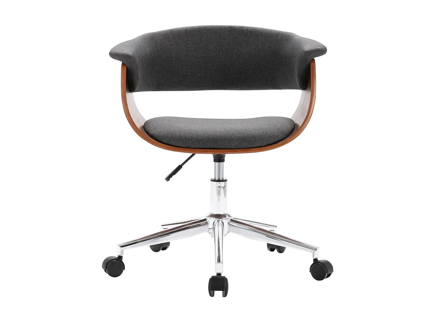 Cadeira escritório giratória madeira curvada/tecido cinzento PT588189