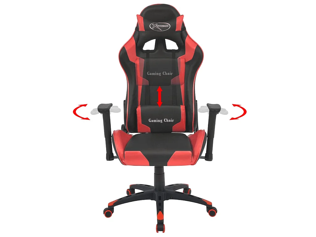 Cadeira escritório reclin. estilo corrida pele artif. vermelho PT800426