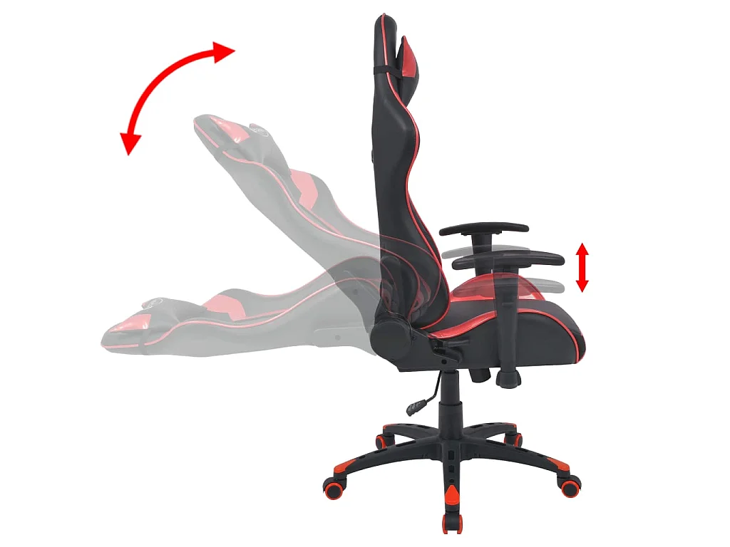 Cadeira escritório reclin. estilo corrida pele artif. vermelho PT800426