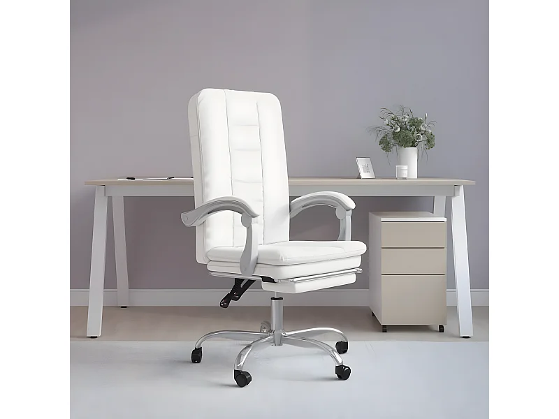Chaise inclinable de bureau Blanc Similicuir -ASAF97292