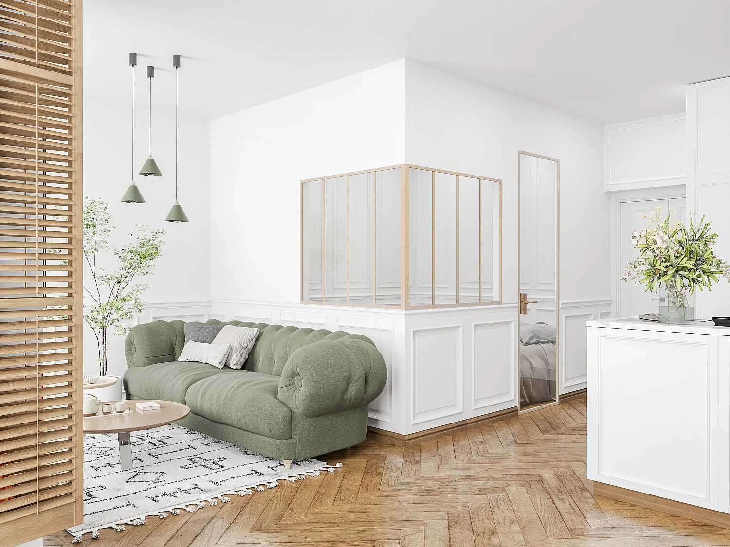 Poteau d'angle pour verrière atelier en aluminium thermolaqué 105 cm naturel clair - BAYVIEW