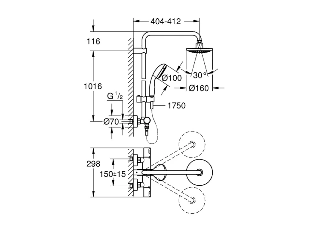 GROHE Colonne de douche thermostatique Vitalio Start System 160