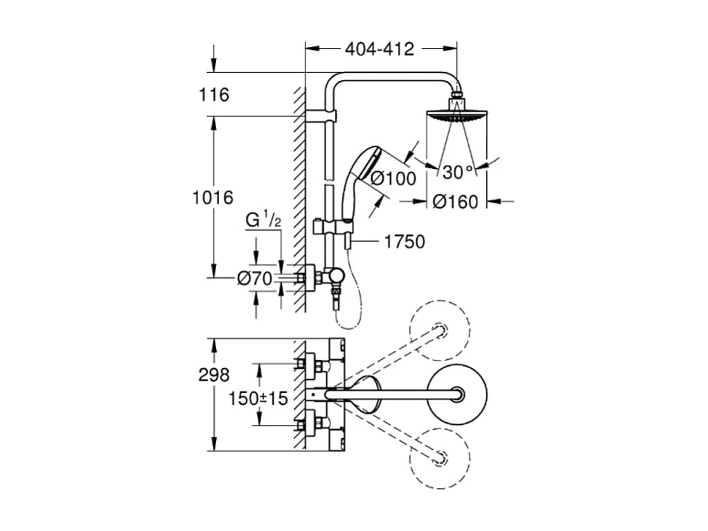 GROHE Colonne de douche thermostatique Vitalio Start System 160