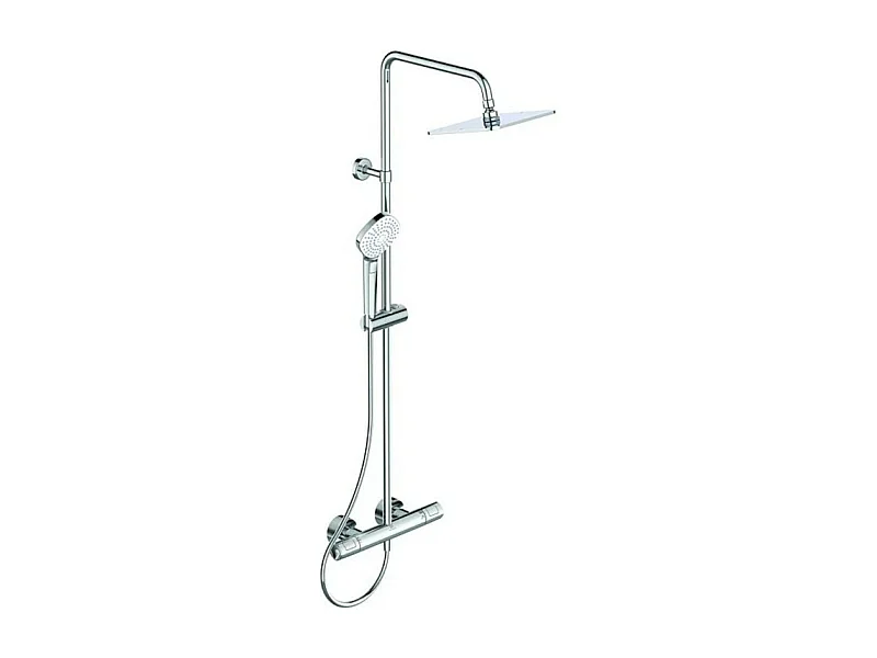 Colonne de douche thermostatique - CERATHERM T100 - Pomme de tete 20 cm + Douchette 11 cm 3J - Chrome - Ideal Standard