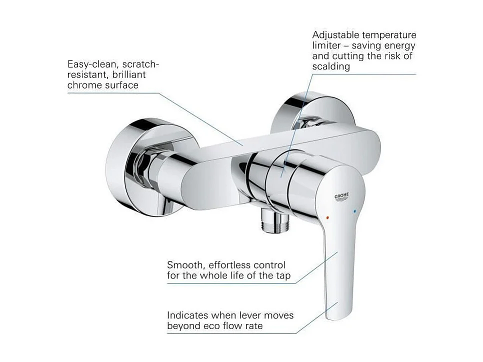 Mechanische Duscharmatur GROHE Quickfix Start 2021 mit Durchflussbegrenzer - Glänzendes Chrom