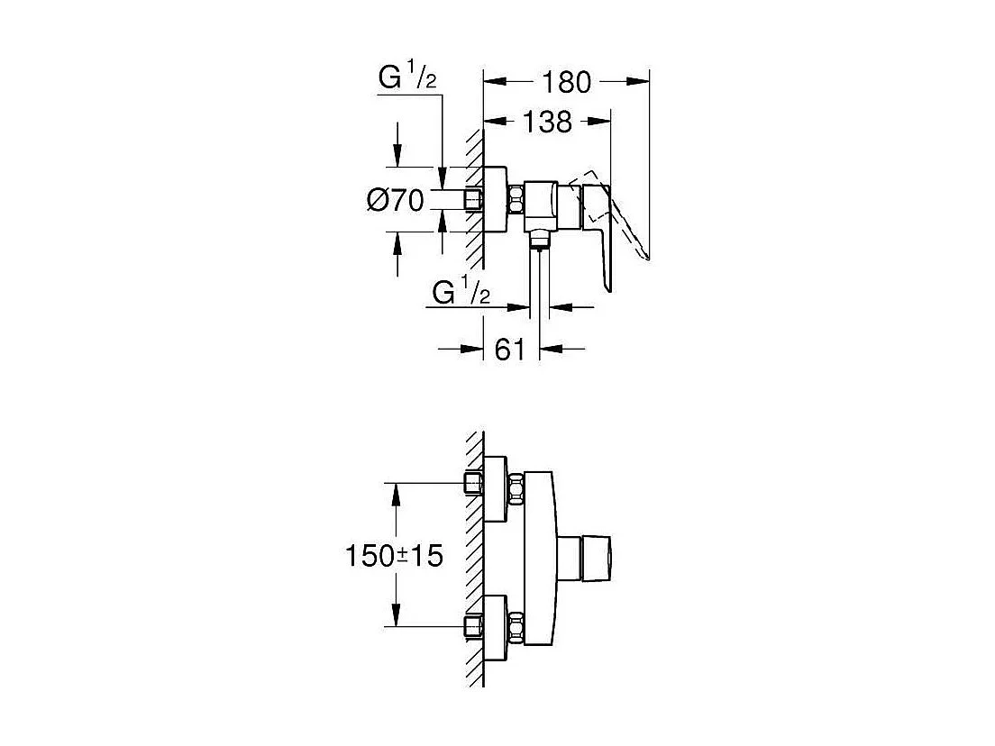 Mechanische Duscharmatur GROHE Quickfix Start 2021 mit Durchflussbegrenzer - Glänzendes Chrom
