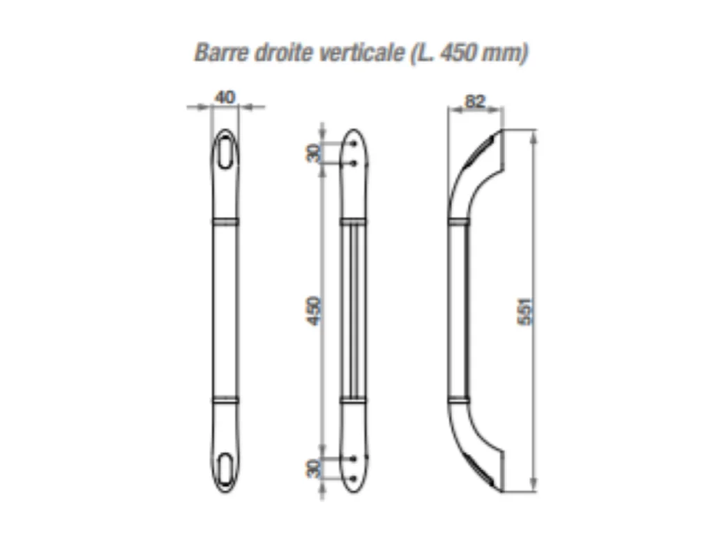 Kinedo - Barre de maintien verticale blanc a visser 45 cm