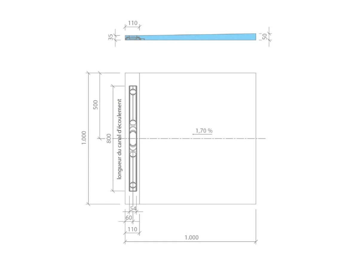 Receveur de douche à carreler 100 x 100 cm WEDI Fundo Riolito Neo