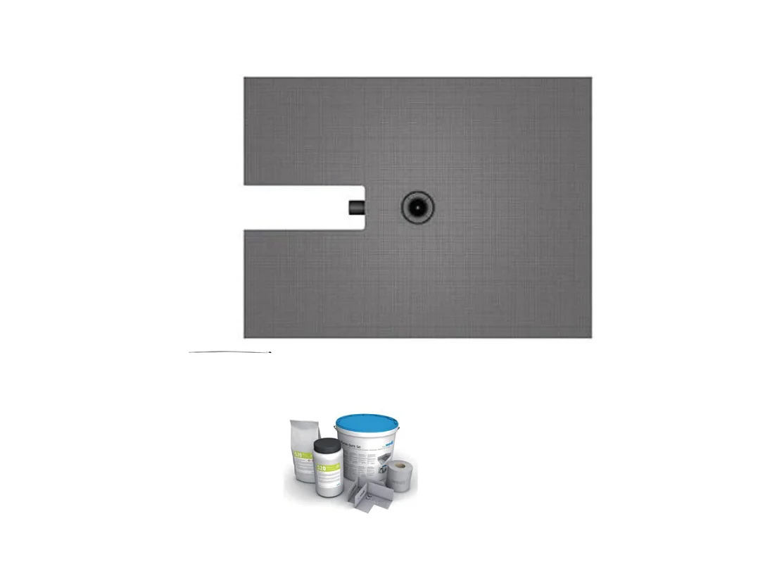 Receveur à carreler 120 x 90 cm Wedi Fundo Plano - ecoulement centre - sortie sur le petit cote + kit d'étanchéité