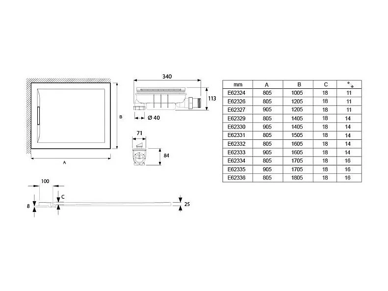 Receveur de douche antidérapant 90 x 90 JACOB DELAFON Flight Pure carré blanc