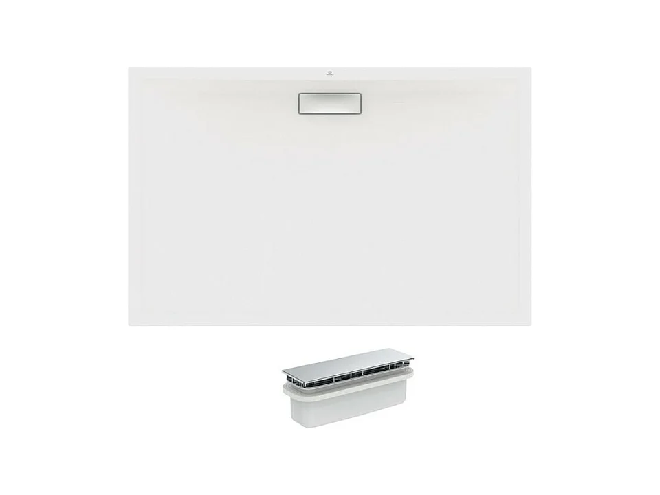 IDEAL STANDARD Receveur antidérapant 140 X 90 Ultra Flat New acrylique rectangle blanc bonde incluse