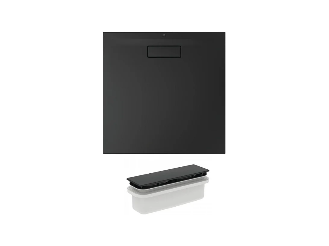 IDEAL STANDARD Receveur  80 X 80 Ultra Flat New acrylique carre noir mat bonde incluse