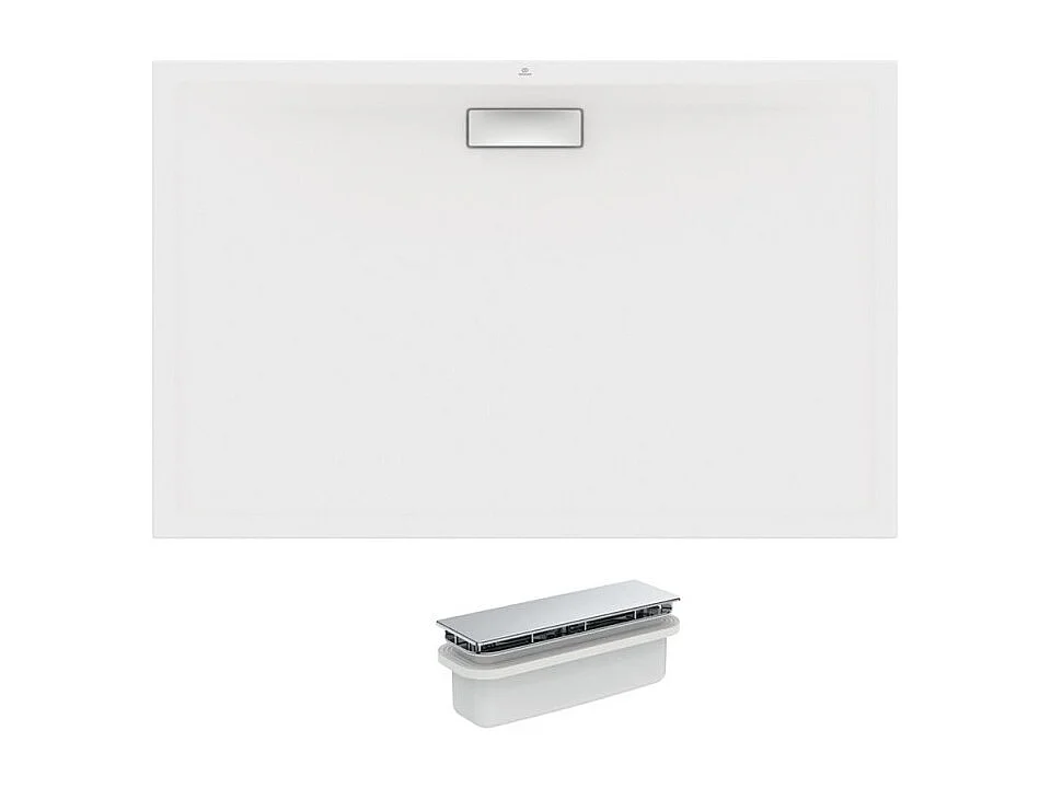 IDEAL STANDARD Receveur antidérapant 120 X 90 Ultra Flat New acrylique rectangle blanc bonde incluse