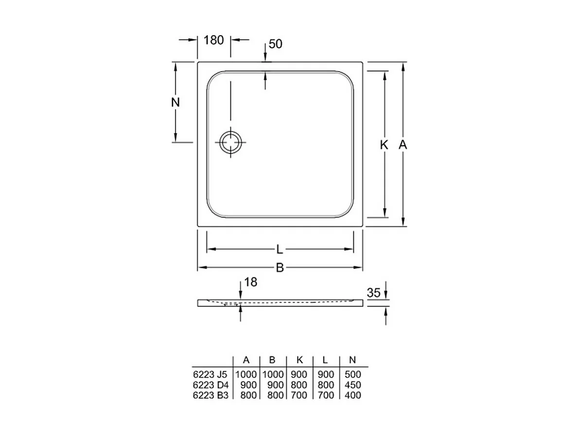 Receveur de douche antidérapant 100 x 100 VILLEROY ET BOCH Lifetime Plus céramique blanc