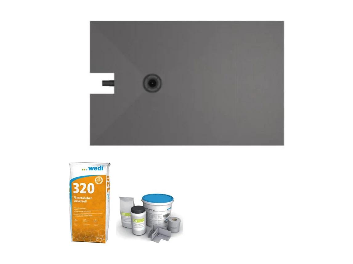 Receveur à carreler 140 x 90 cm WEDI Fundo Plano, bonde intégrée + colle 320 + kit d'étanchéité