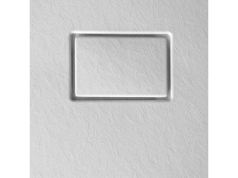 Receveur Kinesurf découpable 100x100 blanc aspect pierre avec cache-bonde assorti et bonde extra-plate