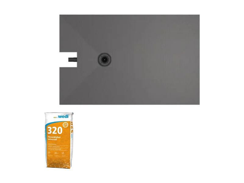 Receveur à carreler 140 x 90 cm WEDI Fundo Plano, bonde intégrée + Colle Wedi 320