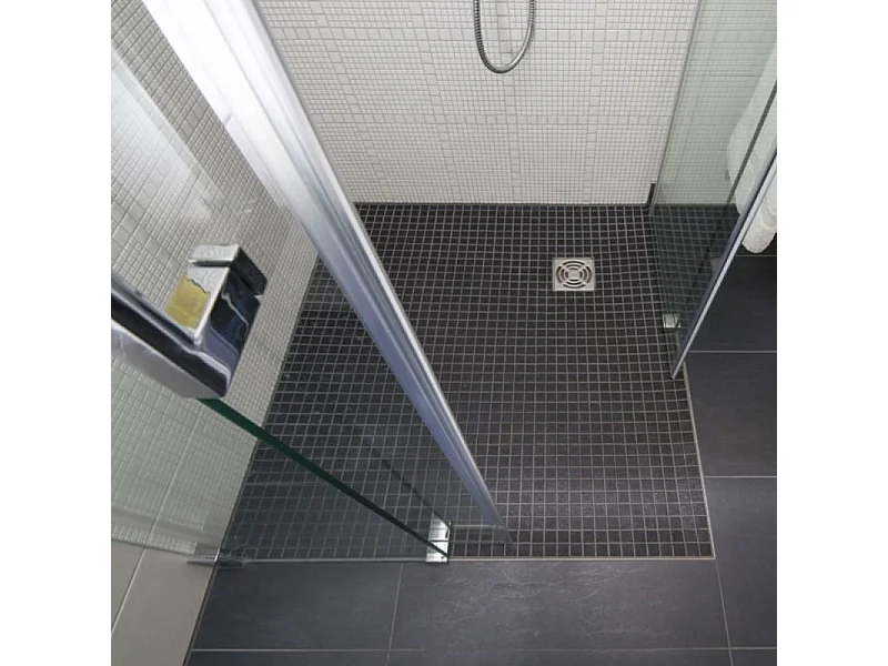 Receveur de douche à carreler 90 x 90 WEDI Fundo Primo carré écoulement excentré + bonde verticale + kit d'étanchéité