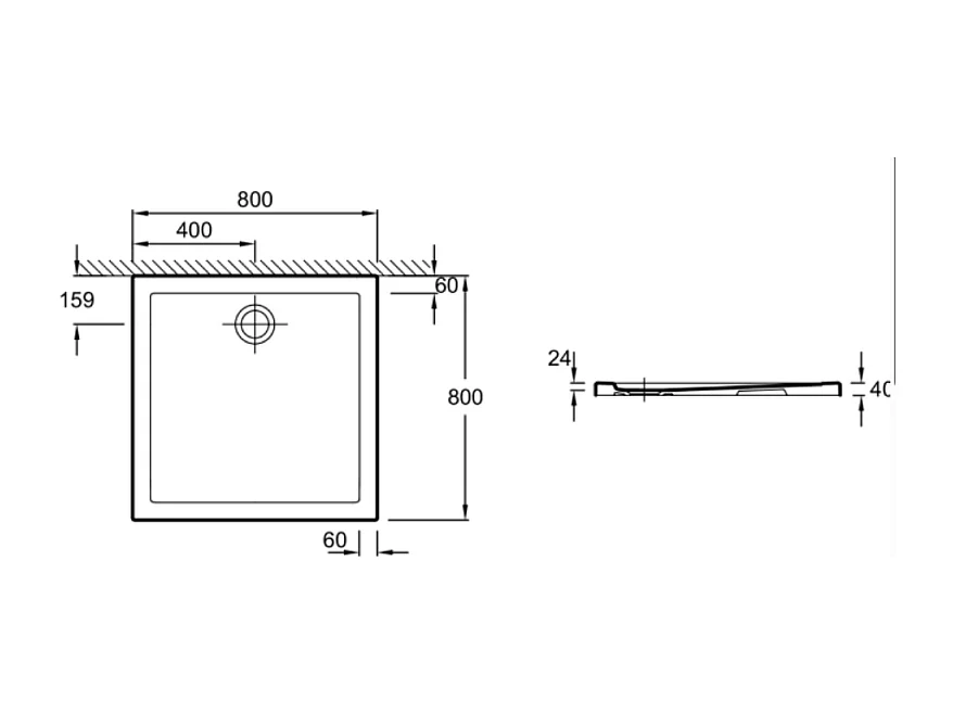 Receveur de douche 80 x 80 JACOB DELAFON Kyreo ceramique carré blanc