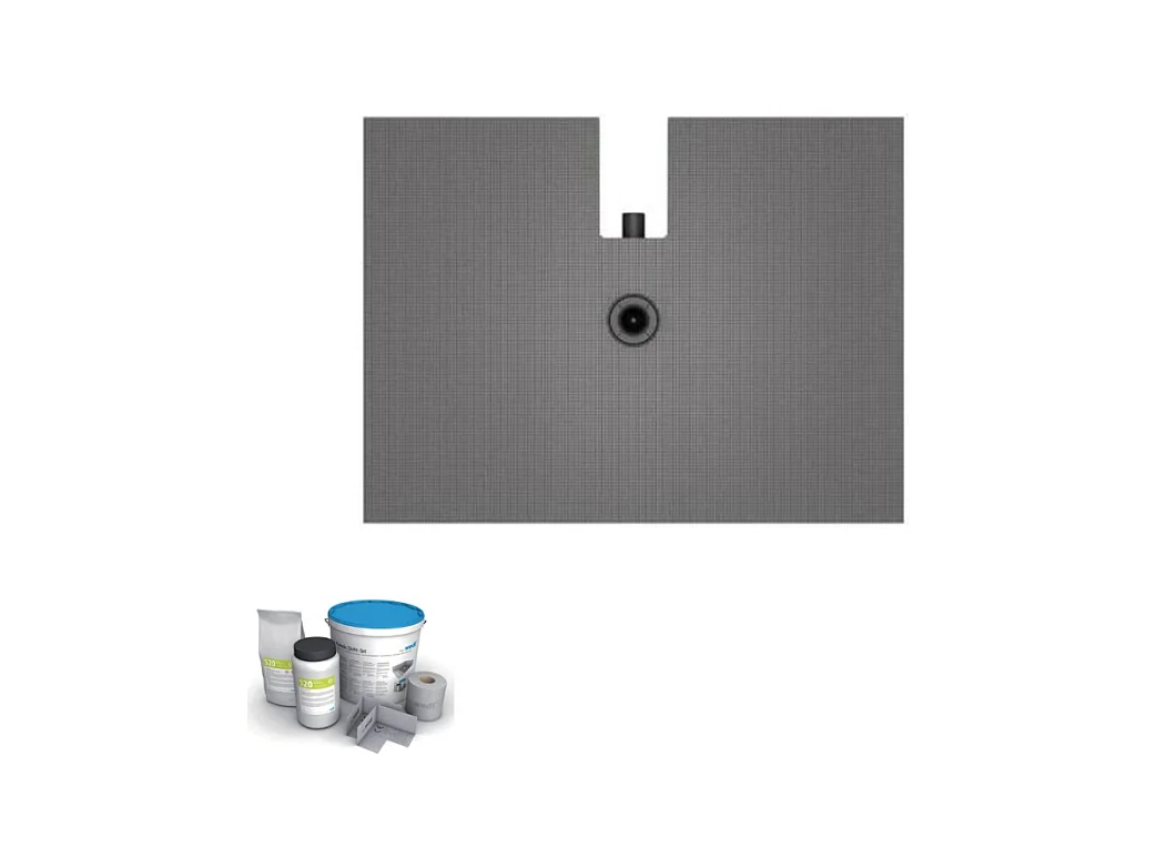 Receveur à carreler 120 x 90 cm Wedi Fundo Plano - ecoulement centre sortie sur le grand cote + kit d'étanchéité