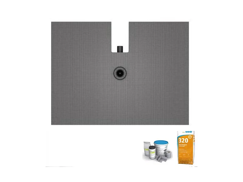 Pack receveur de douche à carreler Wedi Fundo Plano 120 x 90 + bonde intégrée + kit d'étanchéité + Wedi 320