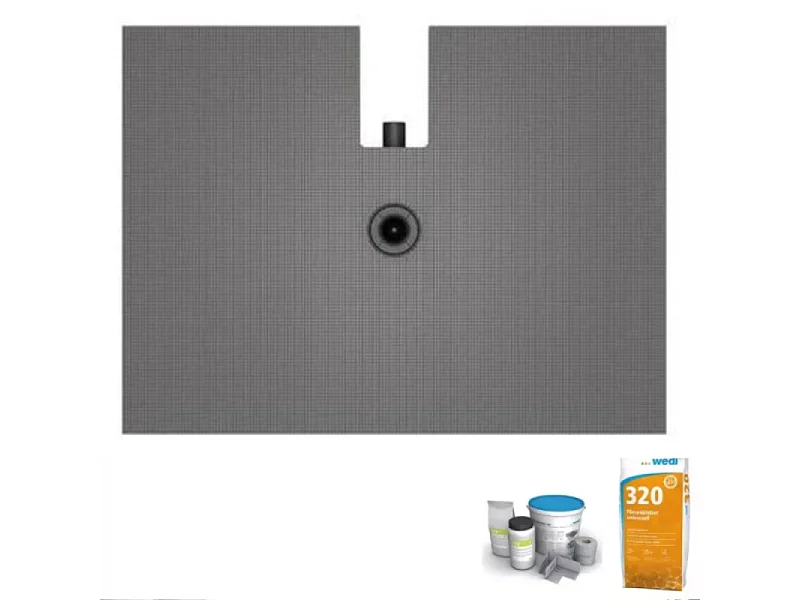 Pack receveur de douche à carreler Wedi Fundo Plano 120 x 90 + bonde intégrée + kit d'étanchéité + Wedi 320