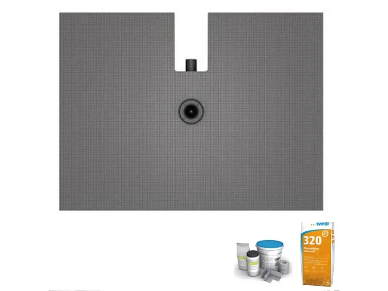 Pack receveur de douche à carreler Wedi Fundo Plano 120 x 90 + bonde intégrée + kit d'étanchéité + Wedi 320