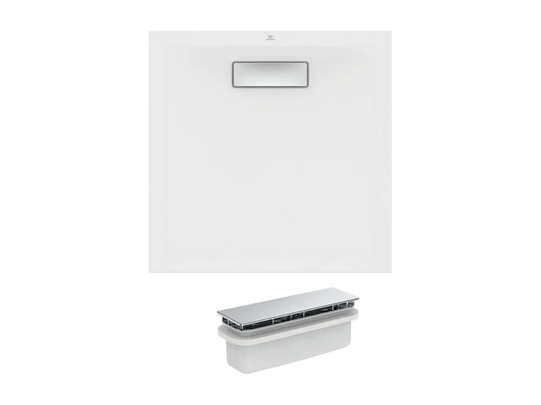 IDEAL STANDARD Receveur  80 X 80 Ultra Flat New acrylique carre blanc bonde incluse