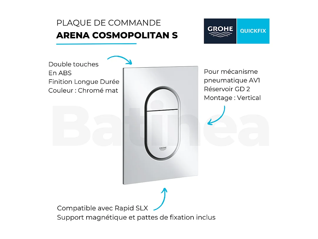 Placa de accionamiento para WC GROHE Arena Cosmopolitan S Cromo mate